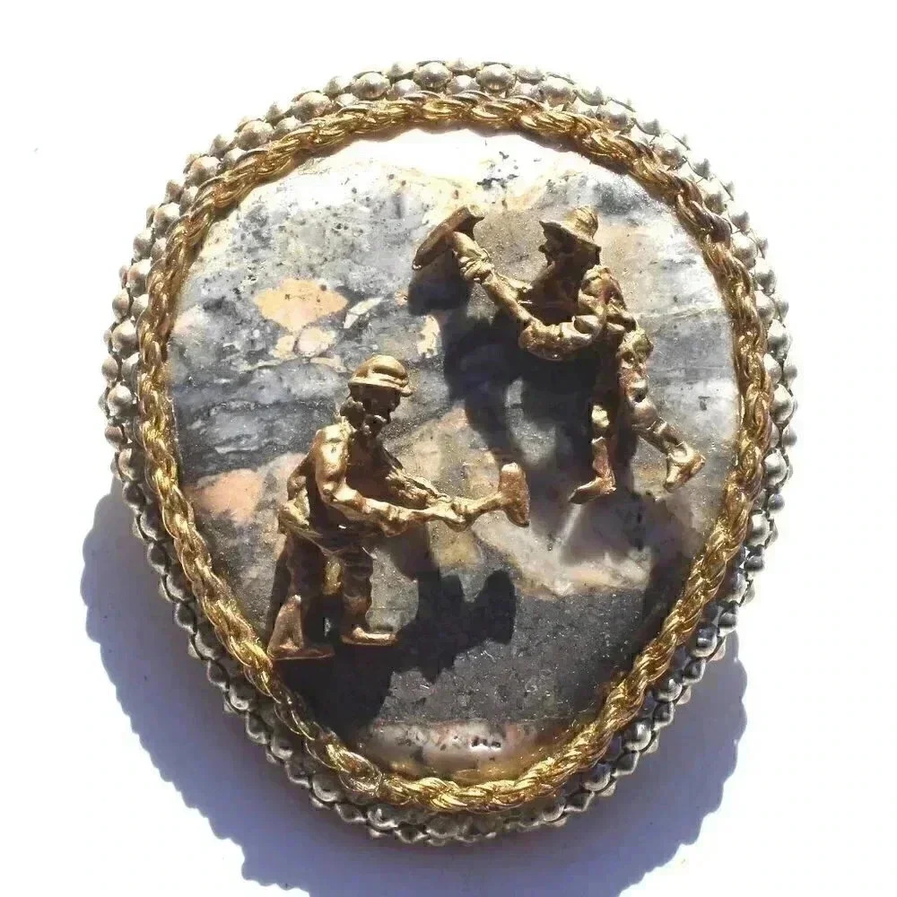 Vintage Gemstone (Agate Stone Geode Crystal) Cowboy Western Tie Clip Pin Decor